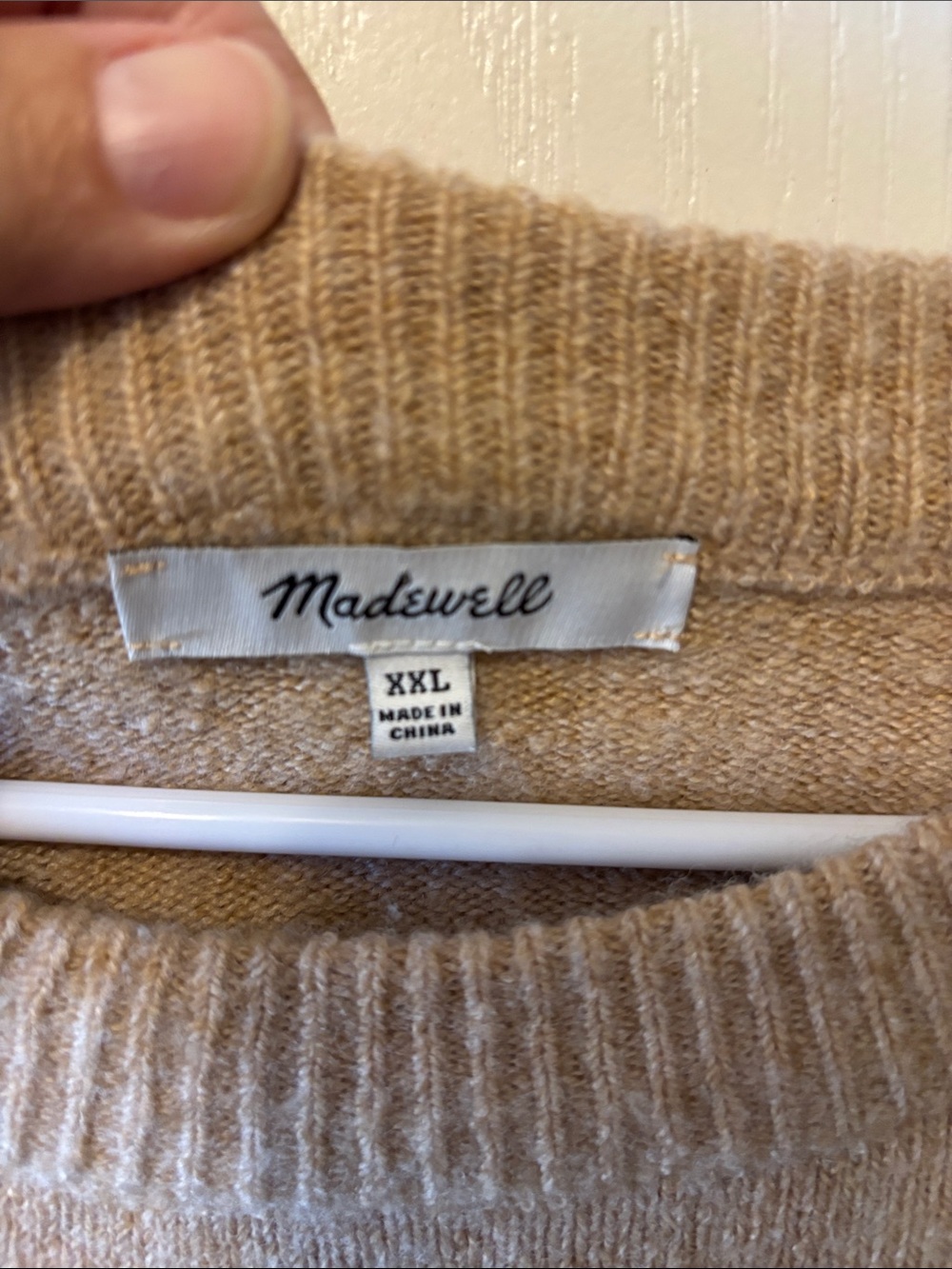 Madewell Camel Crewneck Sweater with Black Polka Dots - Picture 2 of 5